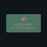 Elegant gold snowflake Christmas return address Label<br><div class="desc">Modern stylish gold copper snowflake green Christmas card chic return address label.</div>