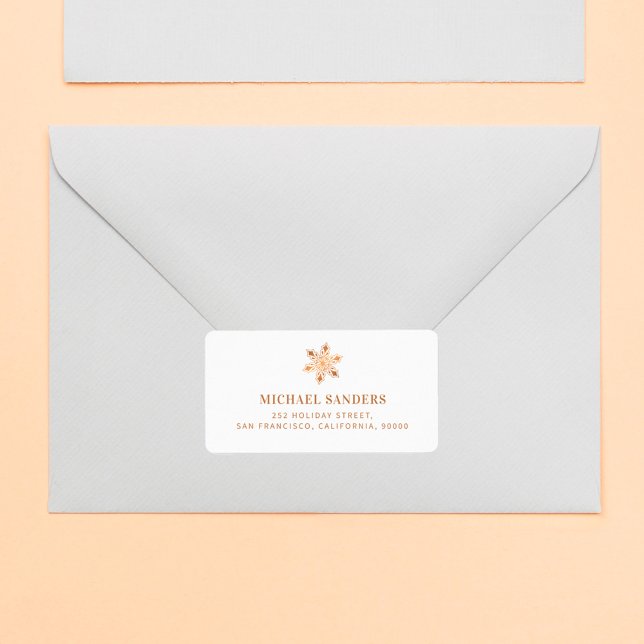 Elegant gold snowflake Christmas return address Label (Creator Uploaded)