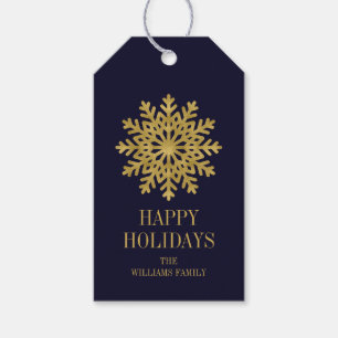 Elegant Gold Snowflake Holiday Gift Tag