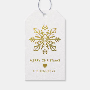 Elegant Gold Snowflake Merry Christmas Gift Tags