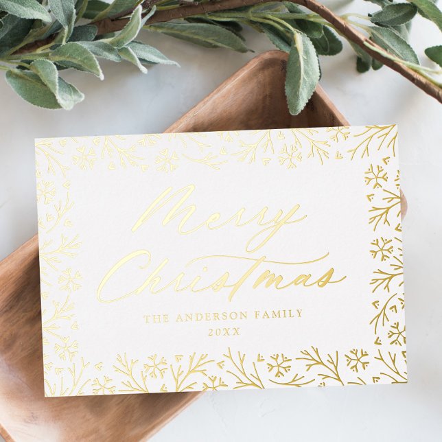 Elegant Gold Snowflake Merry Christmas Non-Photo Foil Holiday Card (Creator Uploaded)