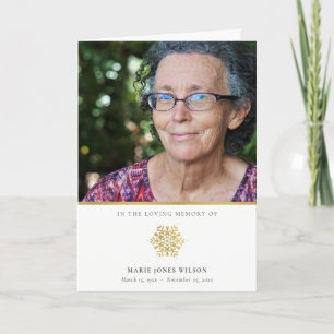 Elegant Gold Snowflake Photo Sympathy Memorial Thank You Card
