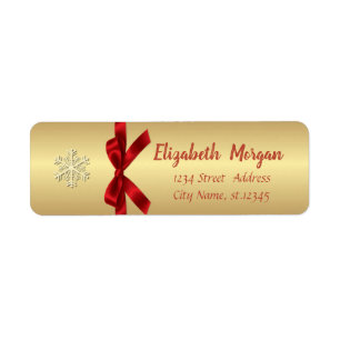 Elegant Gold Snowflake,Red Bow