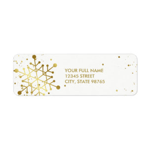Elegant Gold Snowflake Return Address Labels