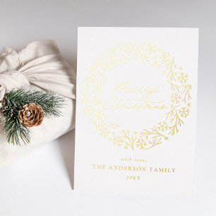 Elegant Gold Snowflake Wreath Non-Photo Foil Holiday Card