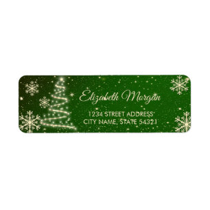 Elegant Gold Snowflakes, Christmas Tree Label
