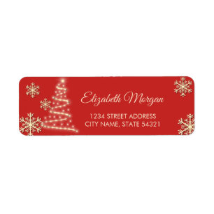Elegant Gold Snowflakes,Christmas Tree, Red  Label