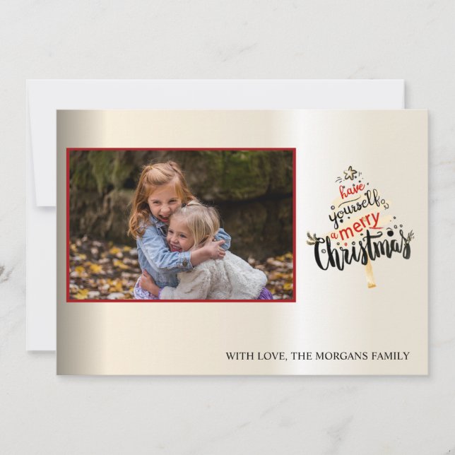 Elegant Gold Snowflakes,Christmas Tree,Your Photo (Front)