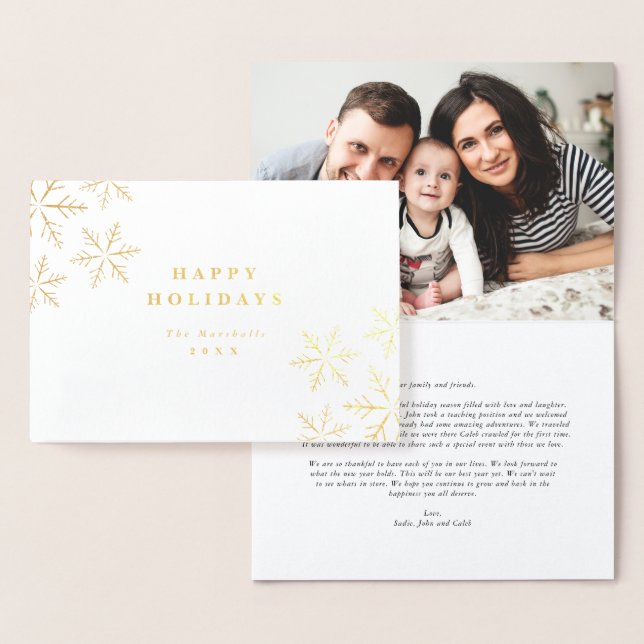 Elegant Gold Snowflakes Holiday Foil Card (Display)
