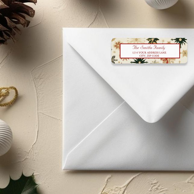 Elegant Gold Snowflakes Holiday winter return  (Elegant Gold Snowflakes Holiday winter return Label)