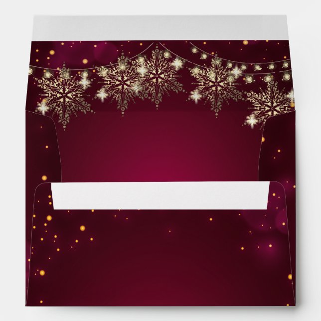 Elegant Gold Snowflakes Red Envelope (Back (Bottom))