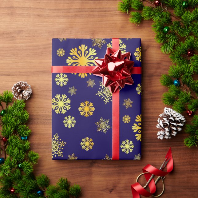 Elegant gold snowflakes Wrapping Paper (Holiday Gift)