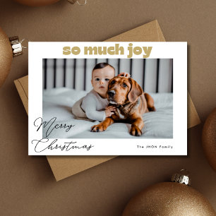 Elegant Gold So Much Joy Merry Christmas Photo Holiday Card