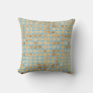 Elegant, Gold Soft Blue Polkadot Pattern Cushion