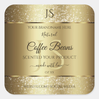 Elegant Gold Soft Glitter Monogram Product Labels