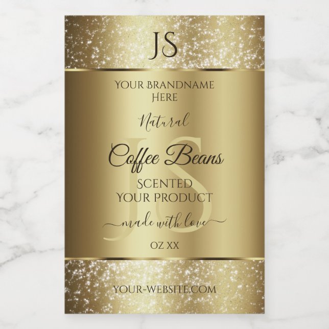 Elegant Gold Soft Glitter Monogram Product Labels (Single Label)