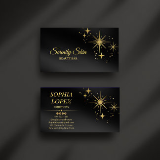 Elegant Gold Sparkle Aesthetician Business Card