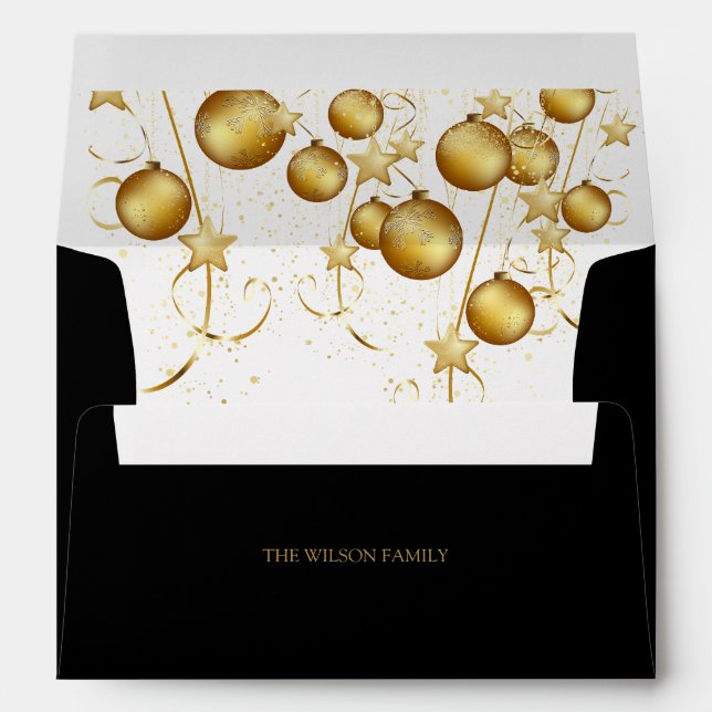 Elegant Gold Sparkle Christmas Bauble Envelope (Back (Bottom))