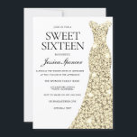 Elegant Gold Sparkle Dress Sweet 16 Invite<br><div class="desc">Elegant Gold Sparkle Dress Sweet 16 Invite

Variations to the invitation and matching items in our store</div>
