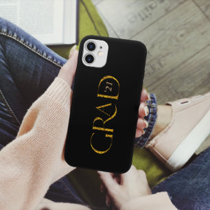 Elegant Gold Sparkle Personalised Script Grad iPhone 11 Case