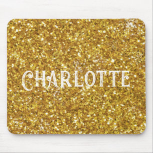 Elegant gold sparkles glitter personalise mouse mat