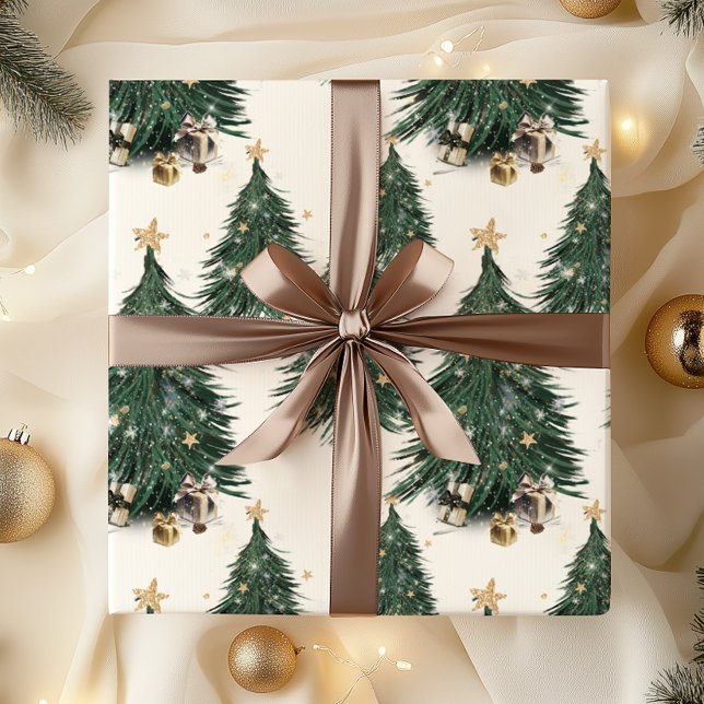 Elegant Gold Sparkling Christmas Tree Wrapping Paper (Creator Uploaded)