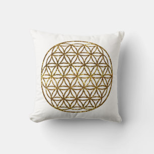 Elegant Gold Sparkling Flower of Life Cushion