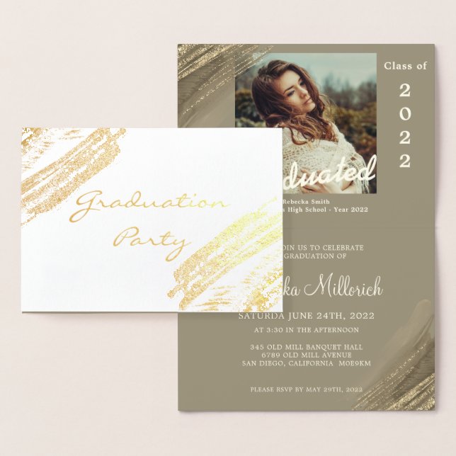 Elegant Gold Sparkling Graduation Party Invitation (Display)