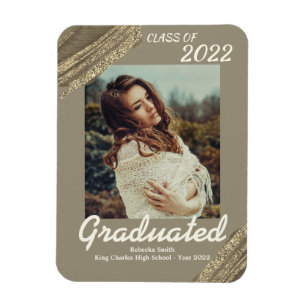 Elegant Gold Sparkling Photo Graduation Magnet