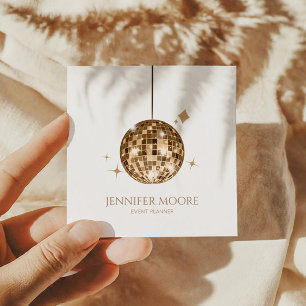 Elegant Gold Sparkly Disco Ball Custom  Square Business Card