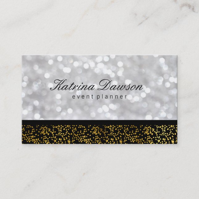 Elegant Gold Specks with Bokeh Business Card (Front)