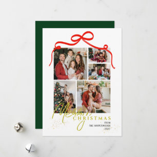 Elegant Gold Splatter Merry Christmas Family Photo Holiday Card