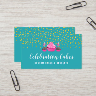 Elegant Gold Sprinkles Cupcake Cake Pops Bakery Business Card