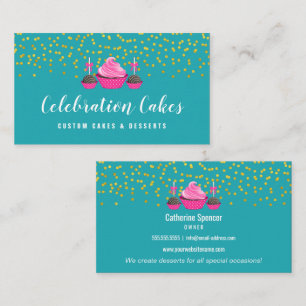 Elegant Gold Sprinkles Cupcake Cake Pops Bakery Business Card