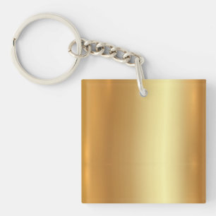Elegant Gold Square Single Sided Blank Template Key Ring