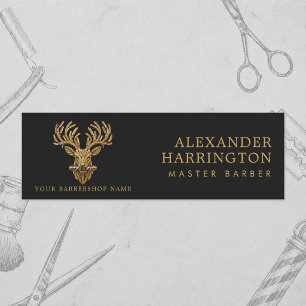 Elegant Gold Stag Master Barber Shop Logo Staff Name Tag