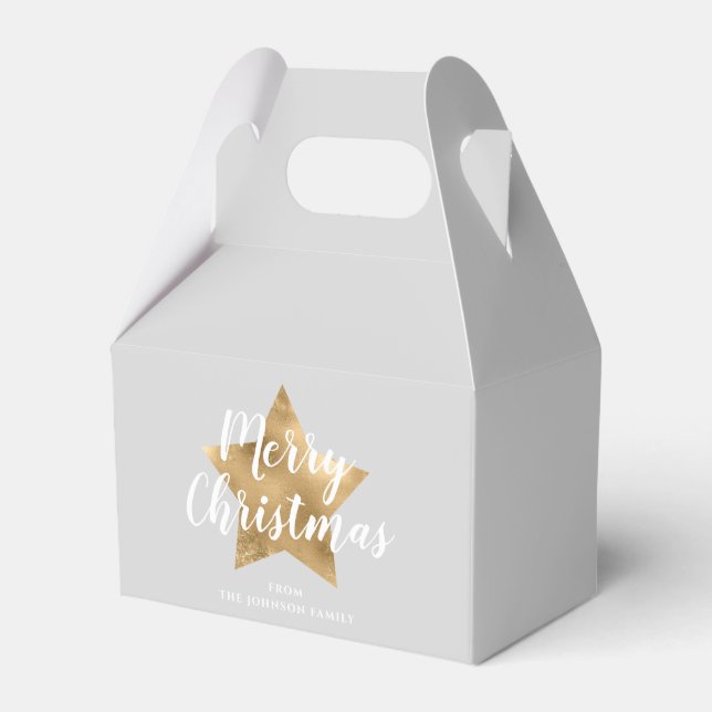 Elegant Gold Star Merry Christmas Favour Box (Front Side)