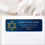 Elegant Gold Star of David Bar Mitzvah<br><div class="desc">Add a touch of refinement to your correspondence with our Elegant Blue Gold Watercolor Bar Mitzvah Return Address Label. This label features the captivating blue and gold watercolor design, providing an elegant and personalised touch to your invitations and cards. With its convenient self-adhesive backing, this return address label makes it...</div>