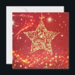 Elegant Gold Star on Red with Swirls Holiday Card<br><div class="desc">This appealing card will find a place on anyone's card shelf this holiday season with its lovely,  faith-welcoming star motif.  With a blank interior for your heartfelt handwritten message,  this card is sure to give your family,  friends,  and associates a peaceful moment of pleasure.</div>