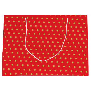 Elegant Gold Star Pattern Christmas Large Gift Bag