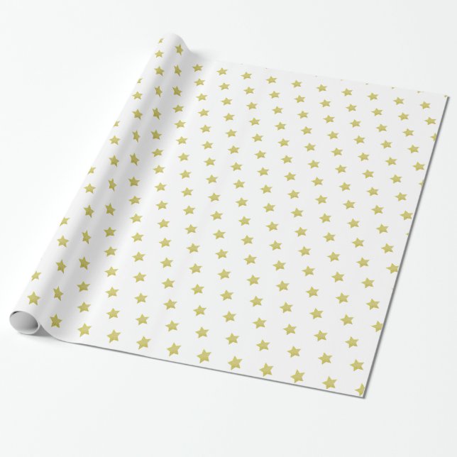 Elegant Gold Star Pattern Christmas Wrapping Paper (Unrolled)