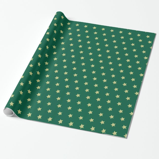 Elegant Gold Star Pattern Christmas Wrapping Paper (Unrolled)