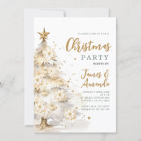 Elegant Gold Star White Christmas Tree Party
