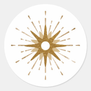 Elegant Gold Starburst Classic Round Sticker