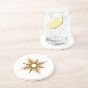 Elegant Gold Starburst Stone Coaster Round