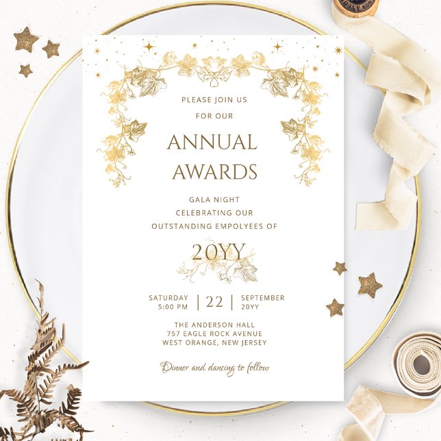 Elegant Gold Starry Night Awards / Gala Night   Invitation (Creator Uploaded)