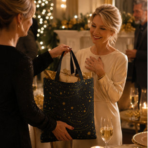 Elegant Gold Starry Night Tote Bag