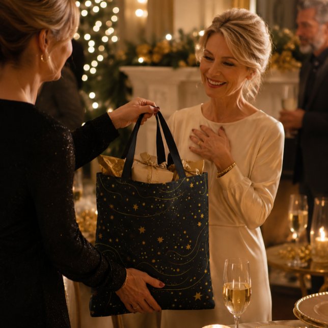 Elegant Gold Starry Night Tote Bag (Creator Uploaded)