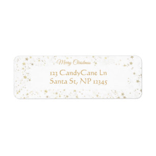 Elegant Gold Stars Christmas Return Address Labels