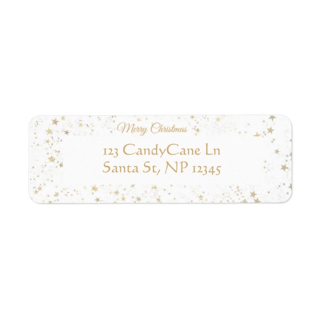 Elegant Gold Stars Christmas Return Address Labels (Front)